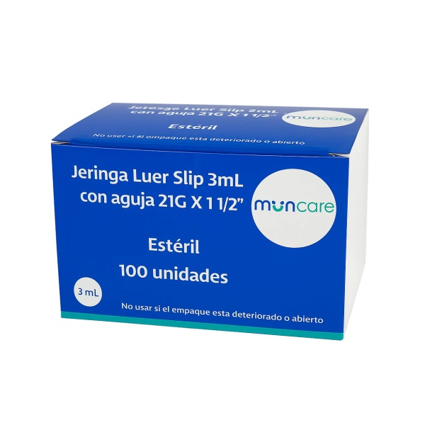 Jeringa Desechable Luer Lock Caja X 100 Unidades (3ml, 10ml, 20ml) Muncare
