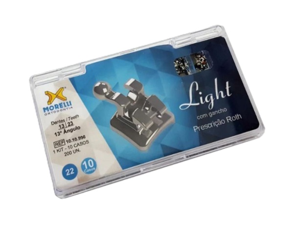 Kit De Brackets 10 Casos Roth - Ligth .022 - Can Sup 13ºang - Gancho Can/Pres 10.10.996 Morelli