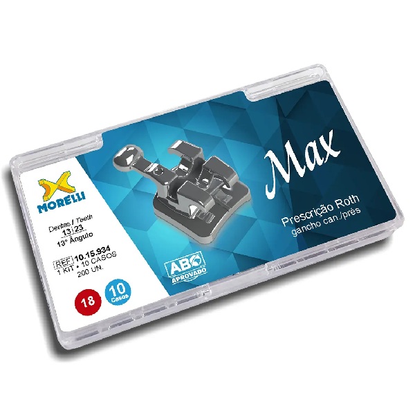 Kit De Brackets 10 Casos Roth - Max .018 - Can Sup 13ºang - Gancho Can/Pres 10.15.934 Morelli